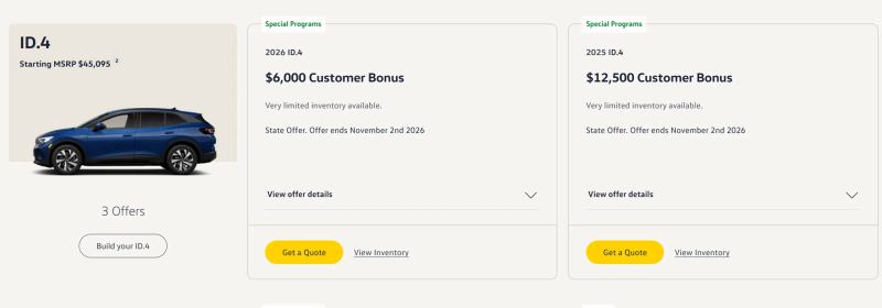 Volkswagen Offers Up to $12,500 Off Remaining ID.4 EVs in the US